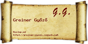 Greiner Győző névjegykártya